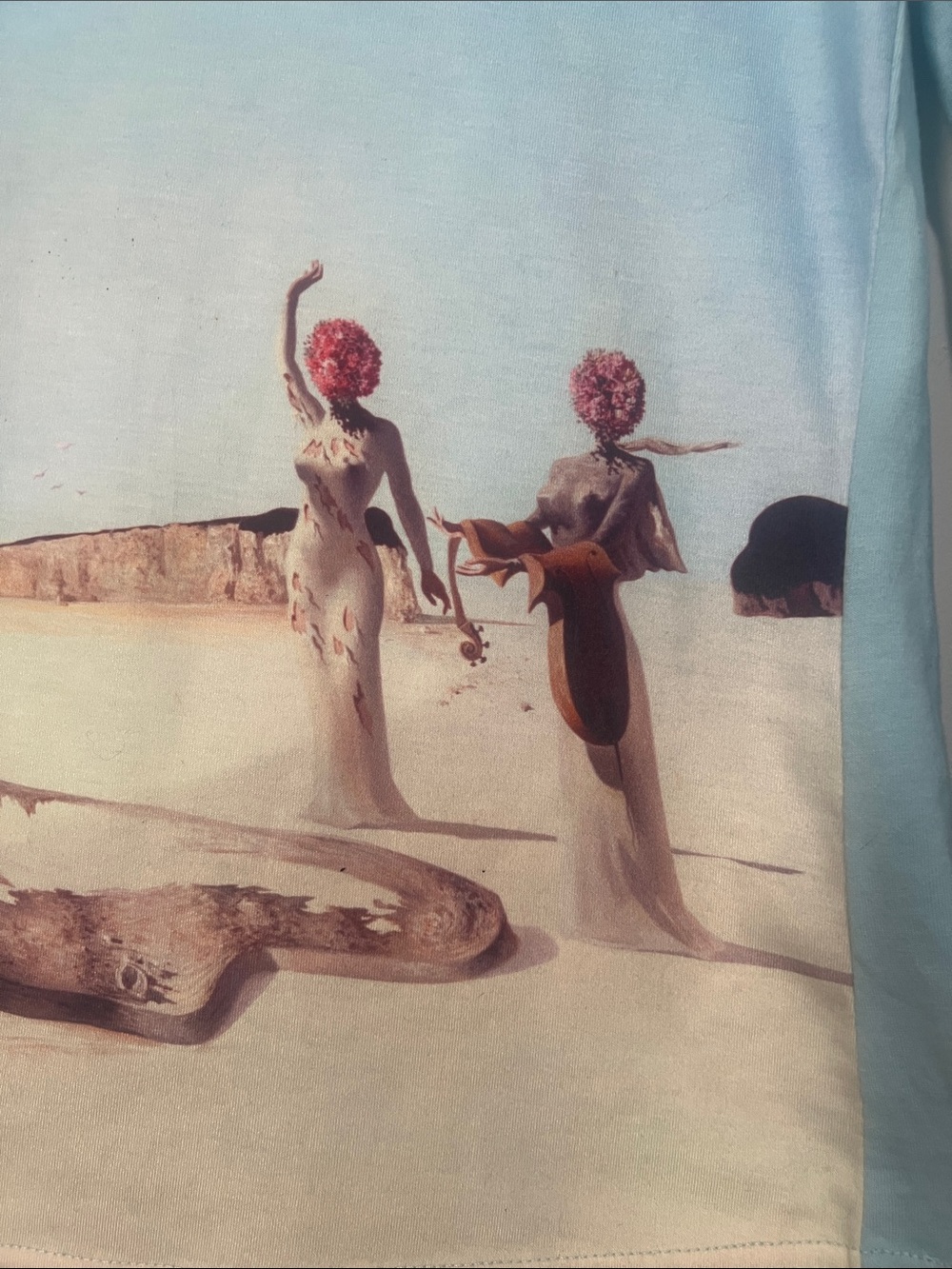 Dali light Blue Long-Sleeve Graphic Tee with Desert Print - museum piece - Picture 2 of 8